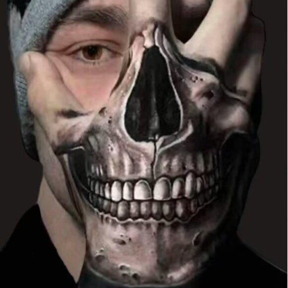 Skull Temporary Tattoo Halloween - Picture 1 of 2